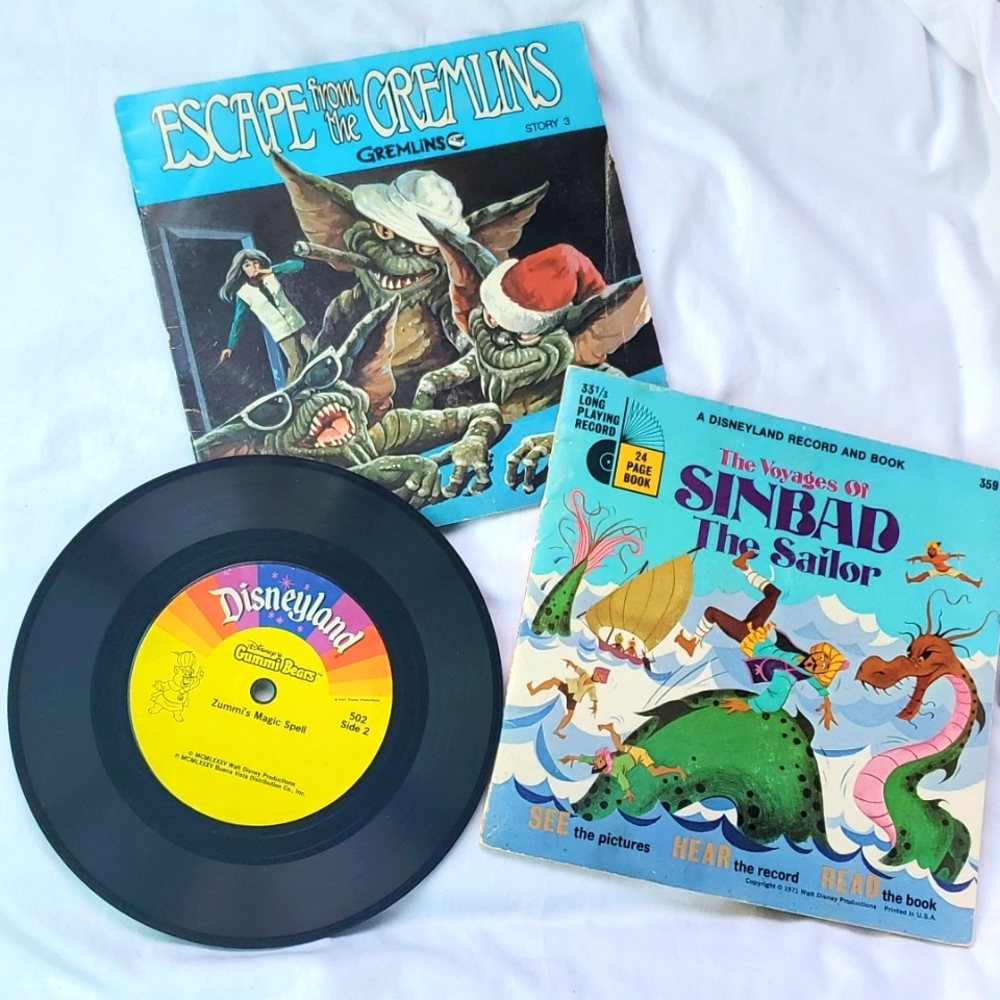 : 3pc Mixed lot of Gremlins story 3 Sinbad the sailor & Gummi bears vinyl record